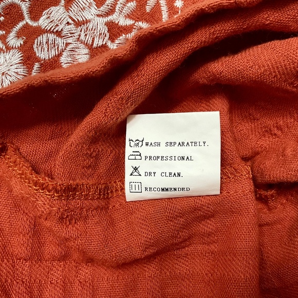 Noracora Women's Embroidered 3/4 Sleeve Tunic Blouse Orange XXL - Picture 11 of 11